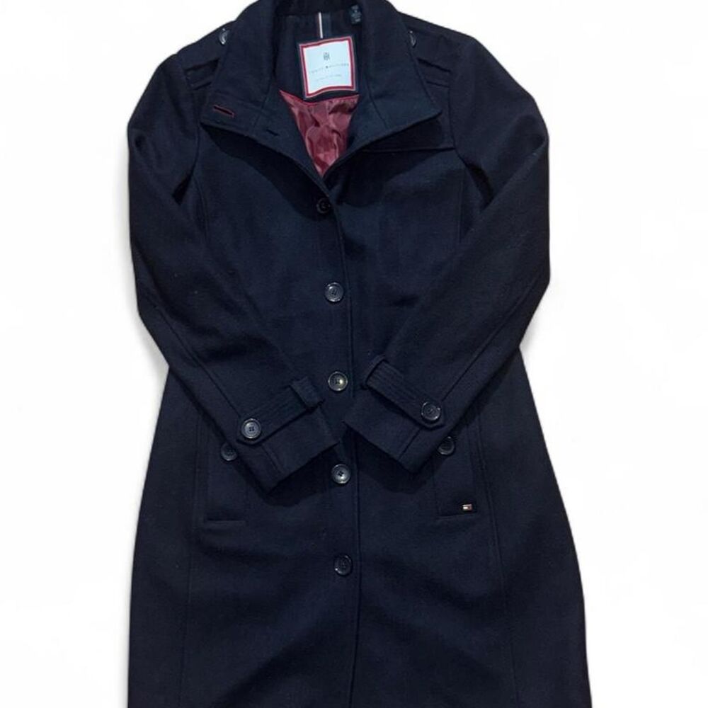 Tommy Hilfiger Women’s Single-Breasted Walker Coat Black Size S Small